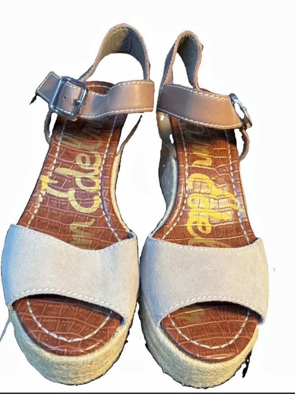 Sam Edelman Mindie Espadrille Platform Wedge Sandal Brown & Beige EU 39 size 9